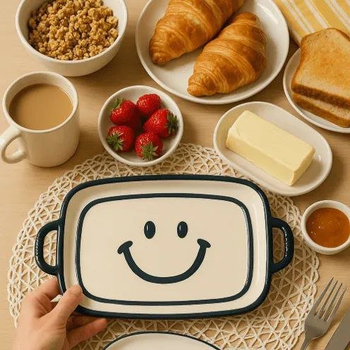 طاجن فرن سمايل بورسلين بمقابض